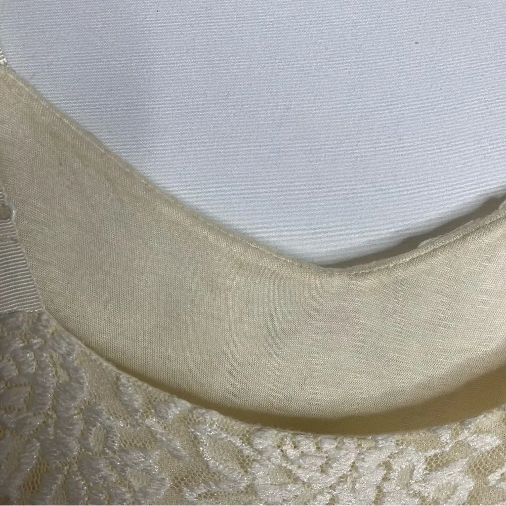 Free People Cream Lace Gold Metallic Ombre Dress Size Small